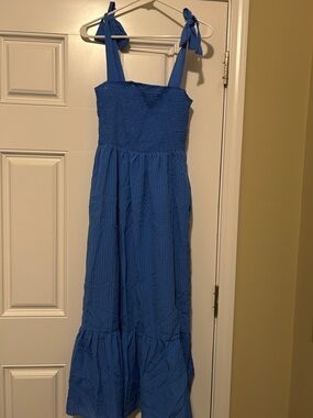 Blue Tie-Shoulder Maxi Dress